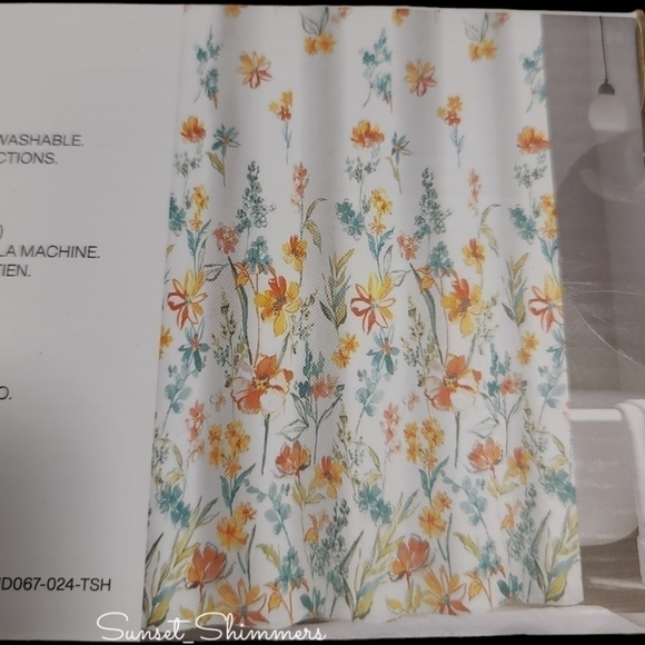 Dkny Watercolor Summer Wild Flower Clinton Floral Fabric Shower Curtain New - Picture 2 of 8